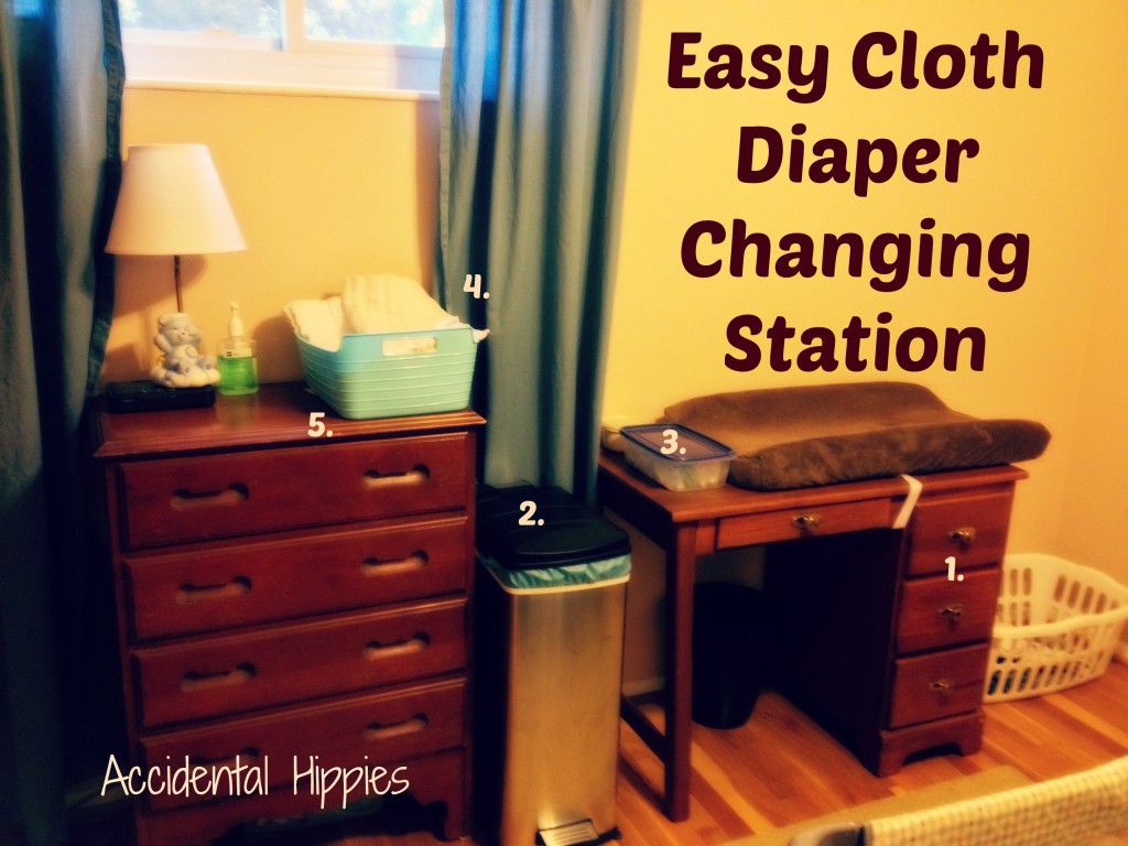 How to set up an easy, no-fuss changing station for cloth diapers. It's easier and cheaper than you'd think! #clothdiapers #organization