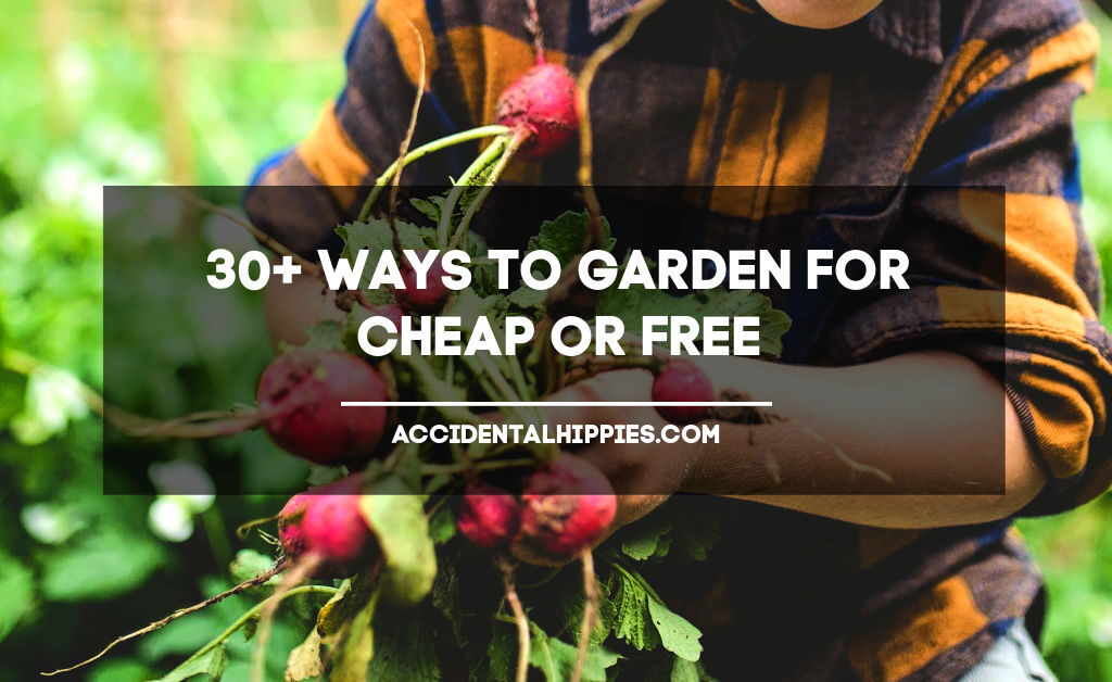 Text: 30+ ways to garden for cheap or free
